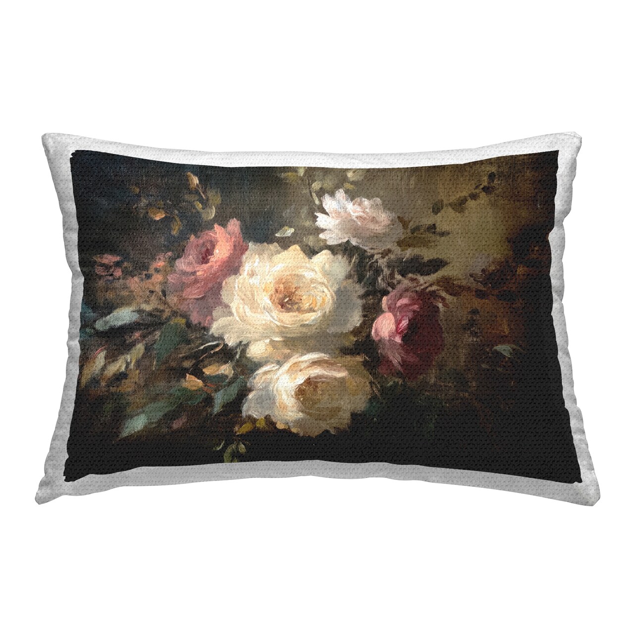 Stupell Industries Dark Still Life Roses Outdoor Printed Throw Pillow Design by Petal Prints Design, 14 x 7 x 20